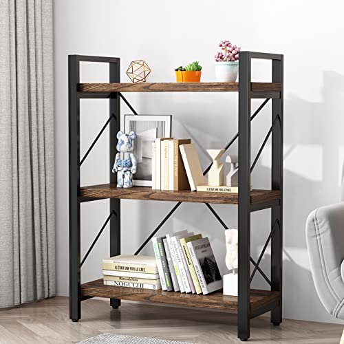 4 Tier Rustic Solid Wood Metal Bookshelf X16184