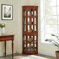 Curio Cabinet with Glass Doors, 5 Shelves, Lighting System, Oak Z375