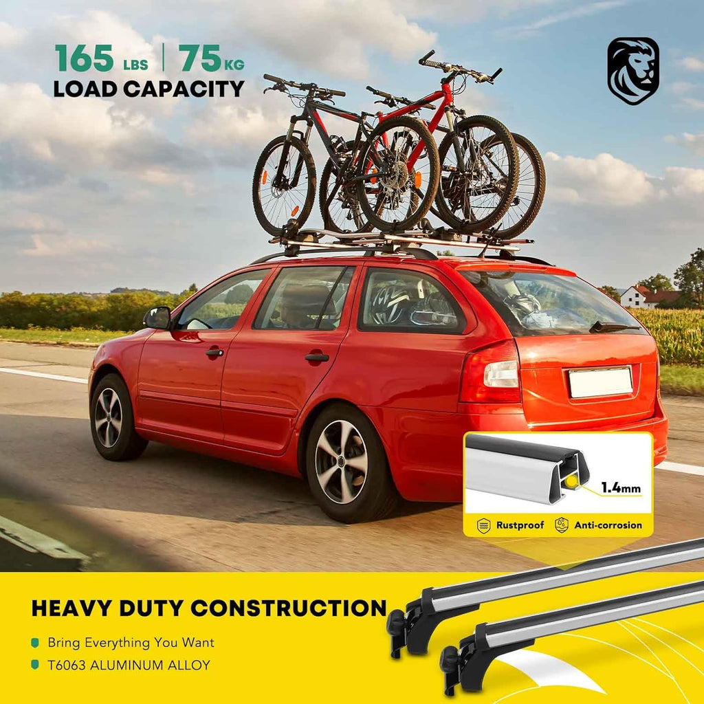 52" Aluminum Roof Rack Cross Bars with Mounting Clamps F8440