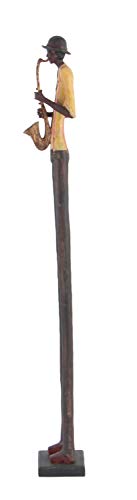 Set of 4 Polystone Decorative Sculptures with Black Base Stand, Brown V550965