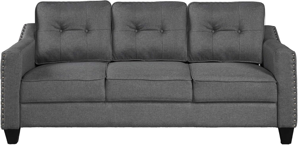 Retro Gray Linen Fabric 3 Piece Sofa Set Q666