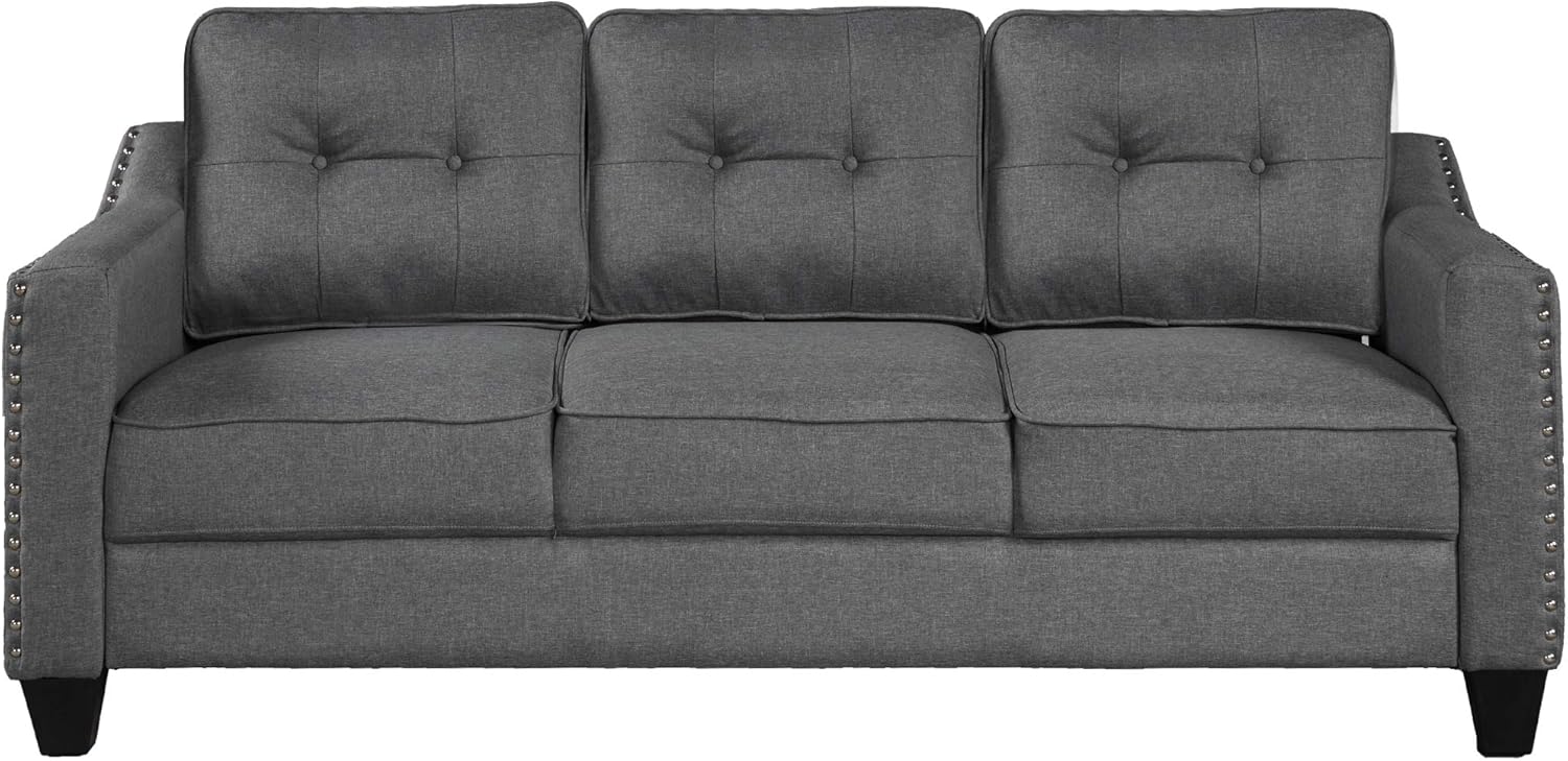 Retro Gray Linen Fabric 3 Piece Sofa Set Q666