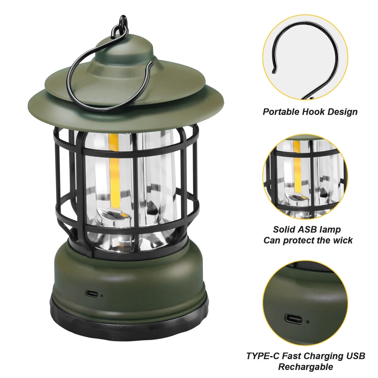 USB Rechargeable LED Camping Lantern Flashlight Lamp L803784