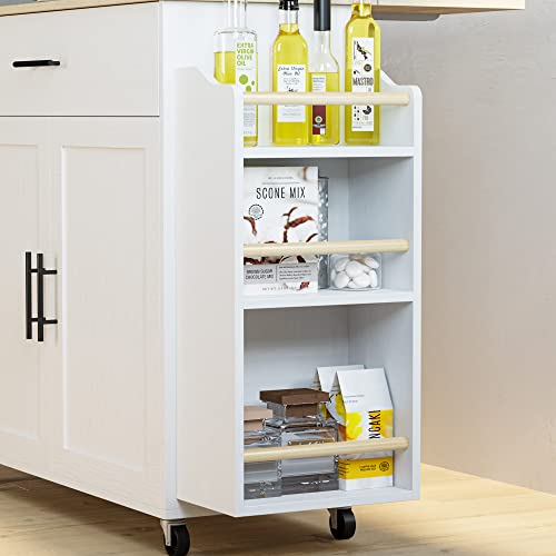 Black Rolling Kitchen Island with Storage and Drop Leaf O127450