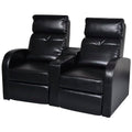 2-Seater Black Faux Leather Recliner Sofa with Cup Holder K448