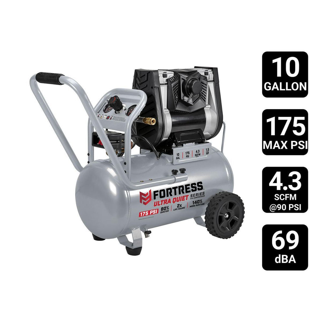 10 Gallon 175 PSI Oil-Free Horizontal Air Compressor X38729