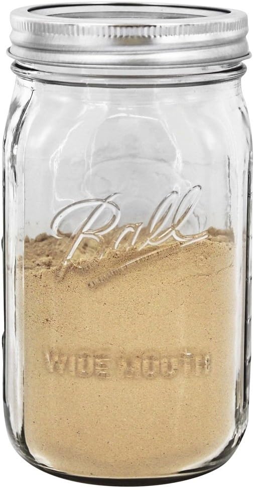 Clear Glass Mason Canning Jar with White Plastic Lids Set of 2, Wide Mouth Caps B172930