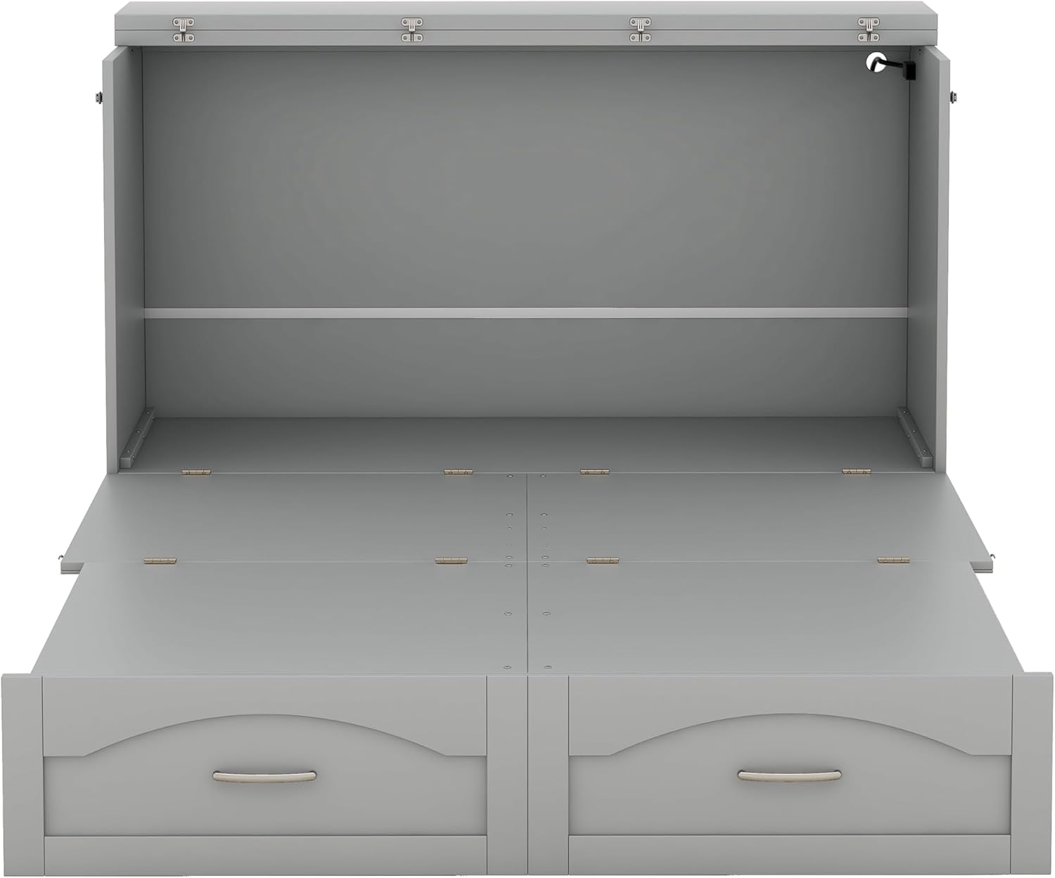 Gray Full Size Murphy Cabinet Bed with Built-in Charging Station H1161