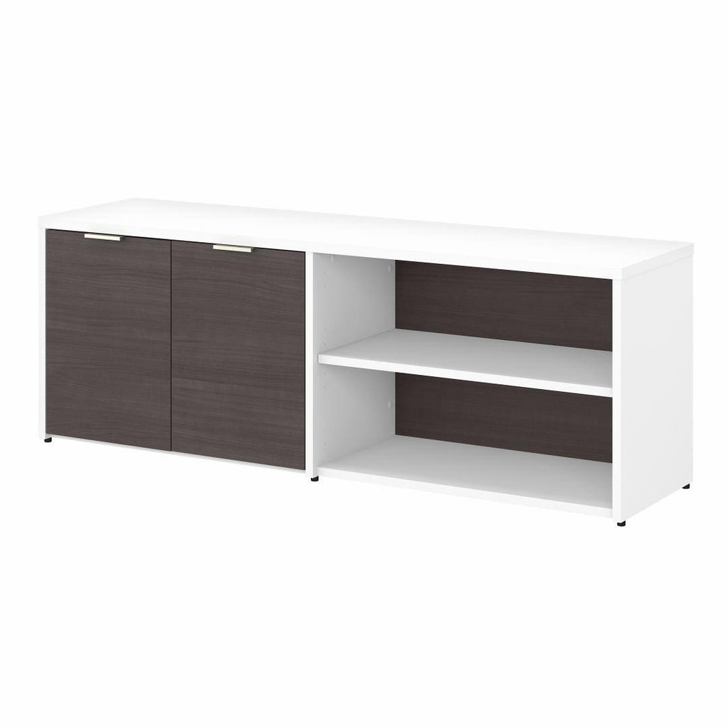 Storm Gray White Low Storage Cabinet with Doors and Shelves T441544