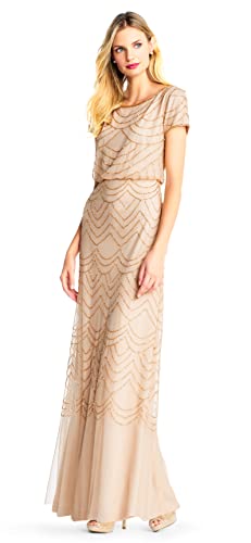 Short Sleeve Blouson Beaded Gown C9738