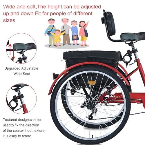 26 inch 7 Speed Adult Tricycle with Front & Rear Baskets O88173