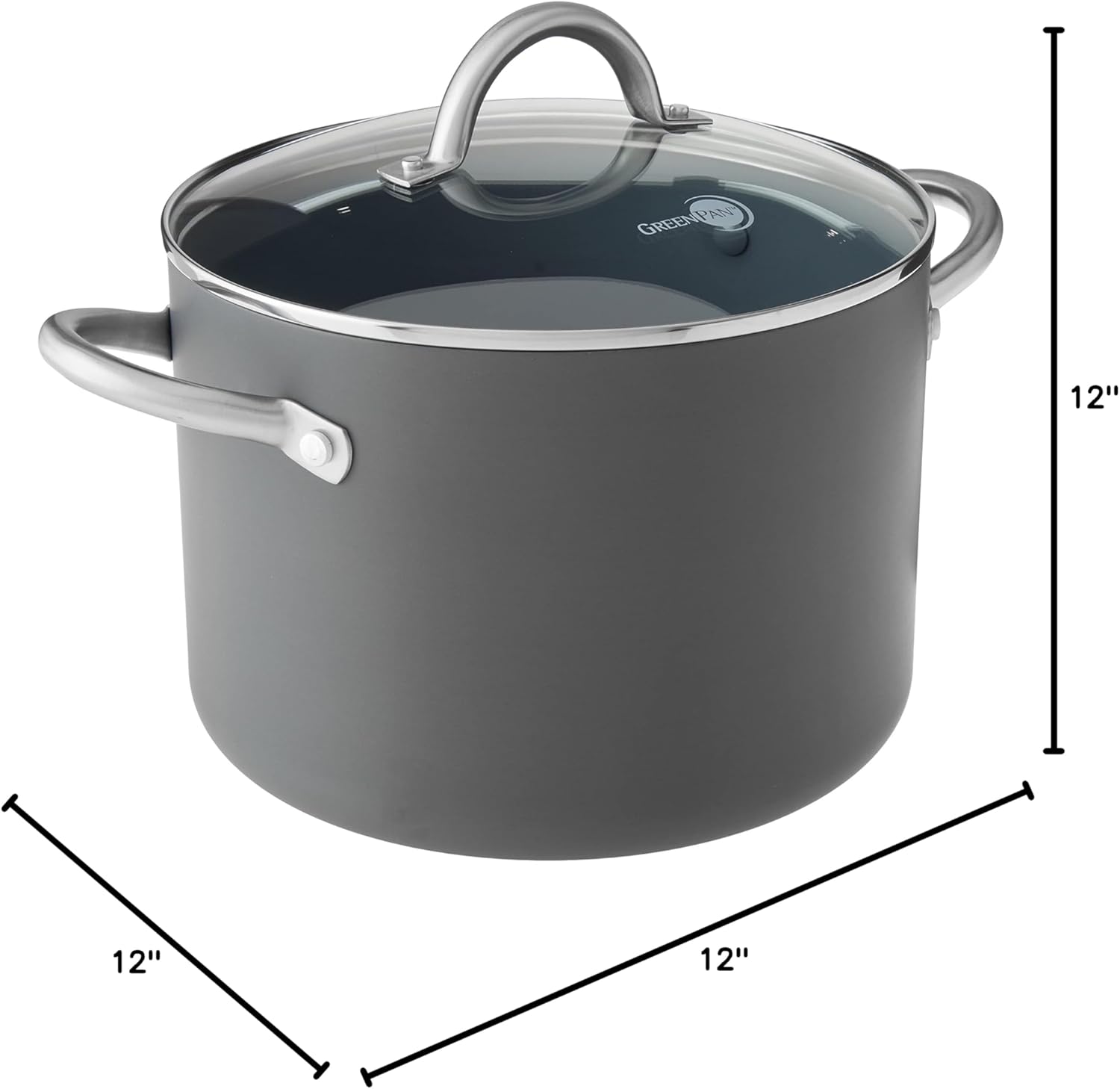 Gray 8QT Hard Anodized Ceramic Nonstick Stock Pot with Lid M98696