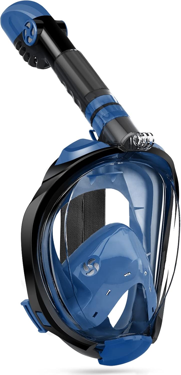 Full Face Snorkel Mask with Detachable Camera Mount, Panoramic 180 Degree View Dive Mask, Dry Top Set, Pack of 2 G8976