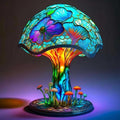 Small Stained Glass Resin Mushroom Table Lamp Y665812