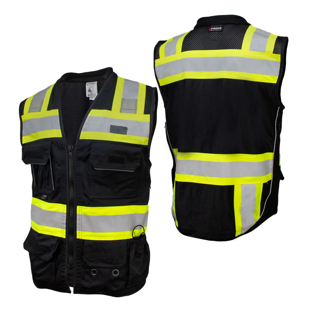 Black Surveyors Class 1 Vest with Tablet Pocket B919