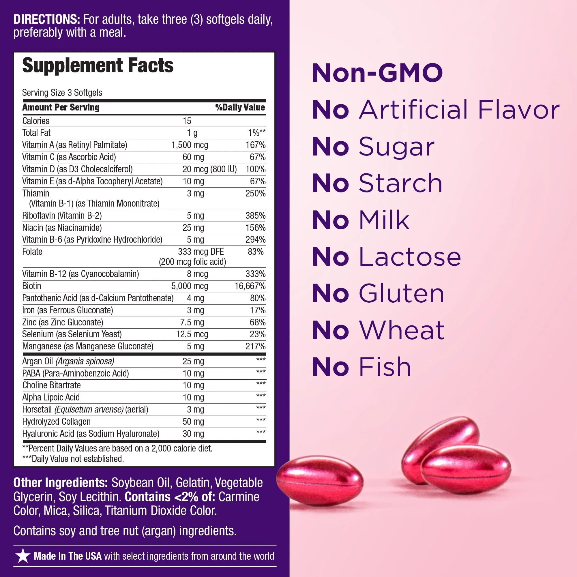 Advanced Hair, Skin and Nail Biotin & Vitamins A, C, & E Softgels, 150 Count L961513