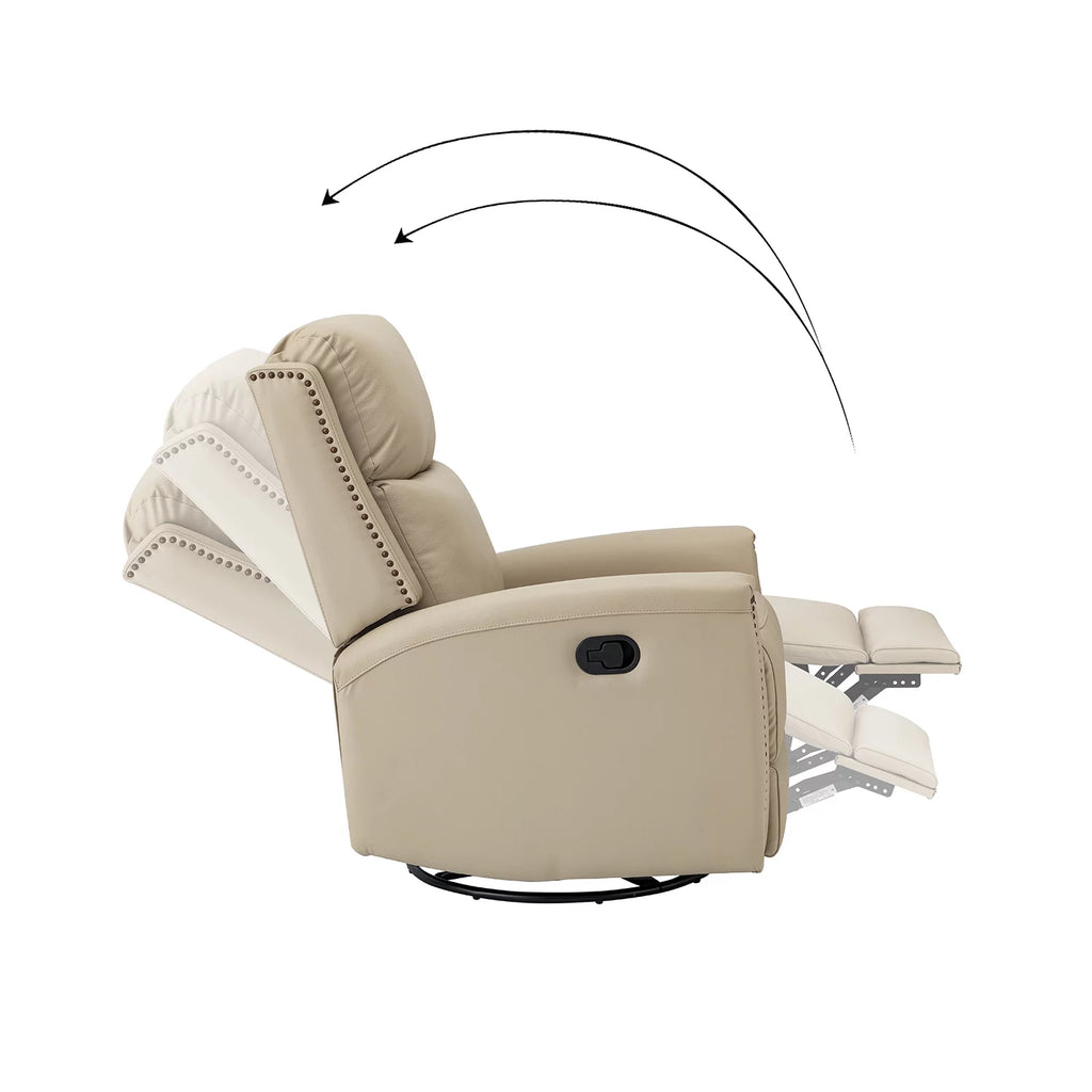 Genuine Leather Swivel Rocker Recliner Set of 2, Beige N945941