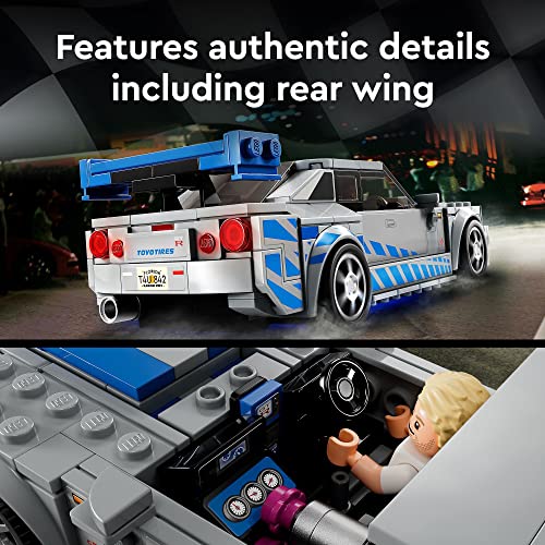 LEGO Speed Champions Nissan Skyline GT-R (R34) Race Car Toy Building Kit with Racer Minifigure F8008