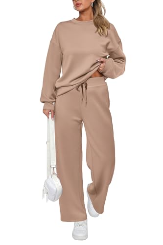 2 Piece Long Sleeve Pullover Tops And Long Pants Lounge Sets V6574