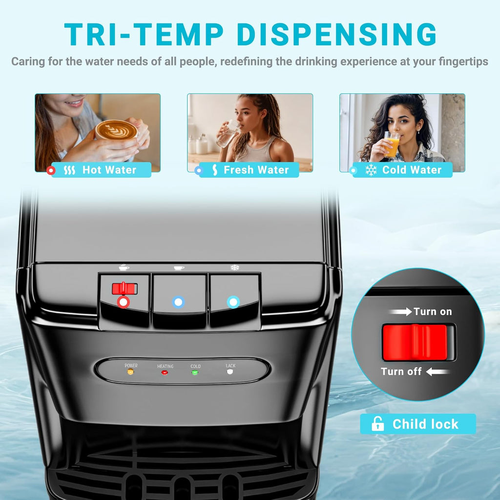 Bottom Loading Water Cooler Dispenser Hot Cold Room Temp for 3 or 5 Gallon Bottles G97803