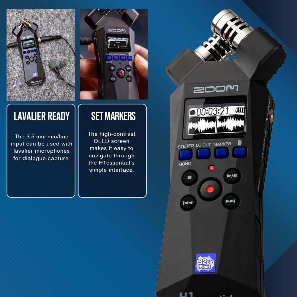 Stereo Handy Recorder Portable Audio Recorder 32 Bit Float USB X/Y Microphone 64GB SD Tripod Headphone G46663