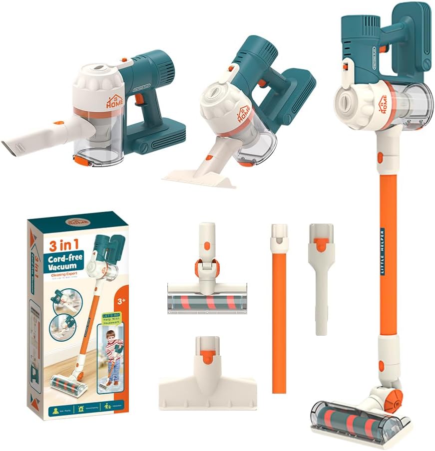 3-in-1 Kids Toy Vacuum Cleaner with Suction F1378