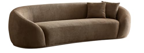 Cream Curved 3-Seater Boucle Sofa K407
