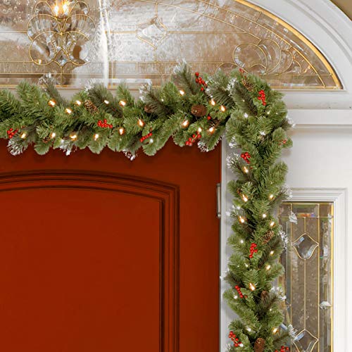 9 ft Pre-Lit Artificial Christmas Garland with 50 Warm White LED Lights O960460