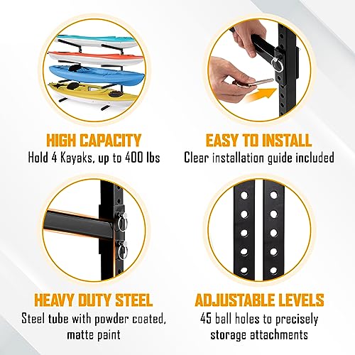 Kayak Wall Mount Rack 400lbs 4 Adjustable Levels M53209