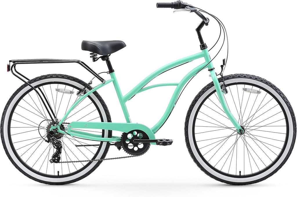 7-Speed 26 Inch Beach Cruiser Bikes with Rear Racks U507385