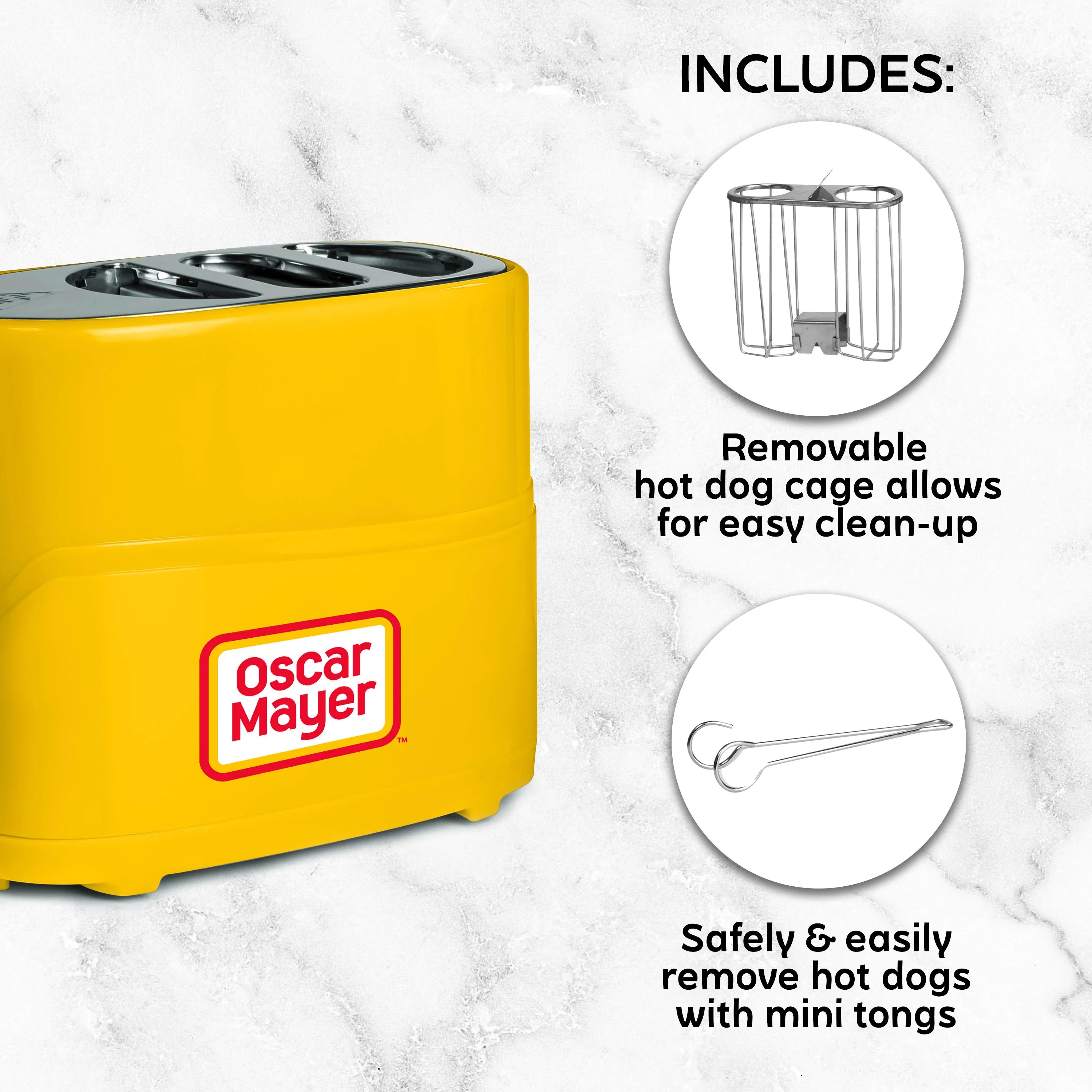 2 Slot Hot Dog and Bun Toaster with Mini Tongs G9742