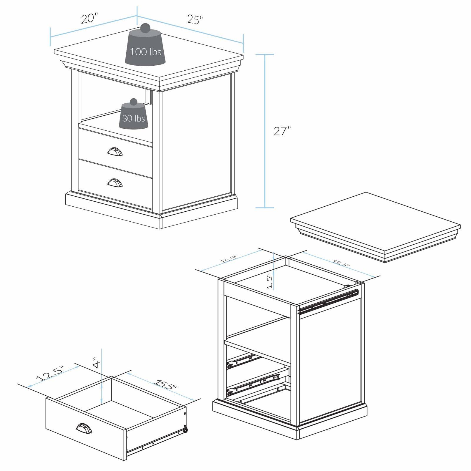 Nightstand with Concealed Compartment C9608