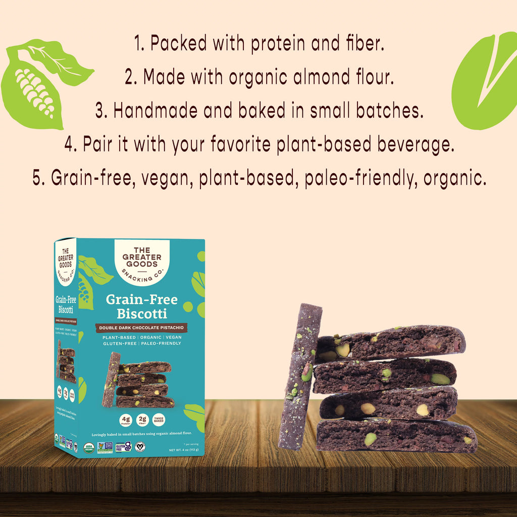 Gluten Free Double Dark Chocolate Pistachio Biscotti Cookies, 4oz, 6 Boxes Y1598