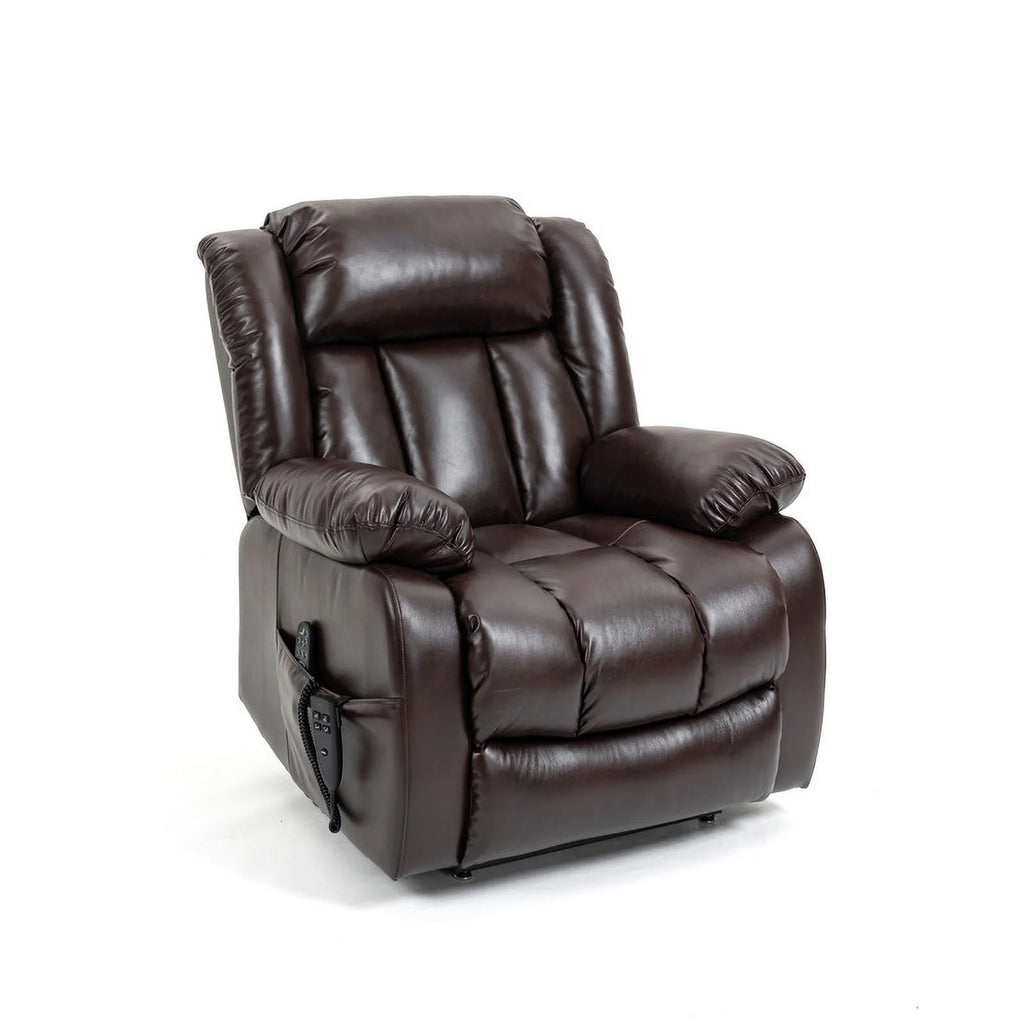Deep Brown Leather Power Lift Recliner Chair with 8-Point Vibration Massage Lumbar Heating J898624