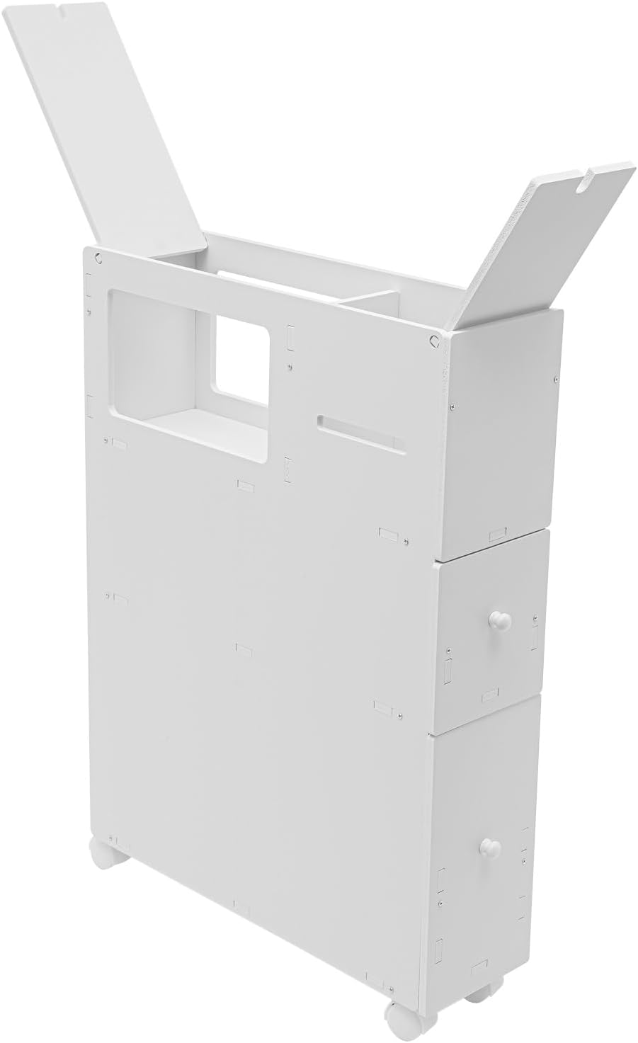 White Slim Rolling Bathroom Storage Cabinet K967886