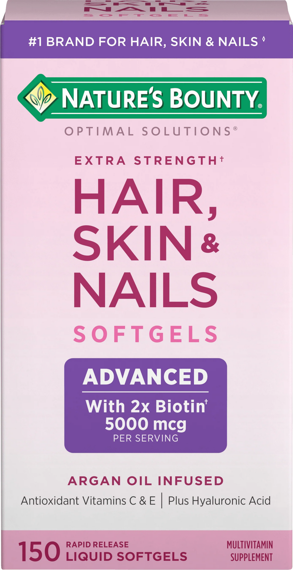 Advanced Hair, Skin and Nail Biotin & Vitamins A, C, & E Softgels, 150 Count L961513