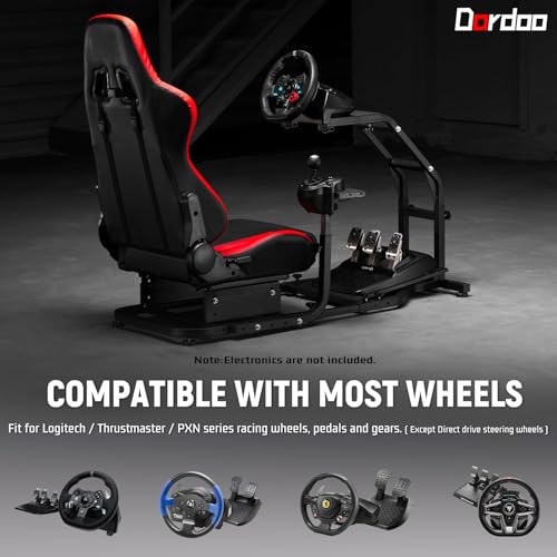 Adjustable Gaming Sim Cockpit With Red Seat O67685