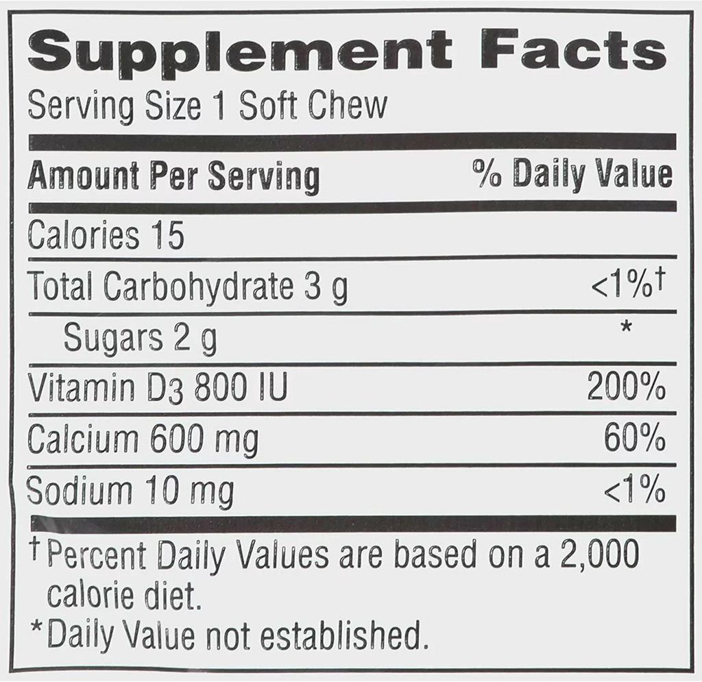 5 Pack Calcium Vitamin D Soft Chews Vanilla Creme 60 Each S618