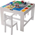 2 in 1 Play Table and 2 Chair Set with Storage White X56514