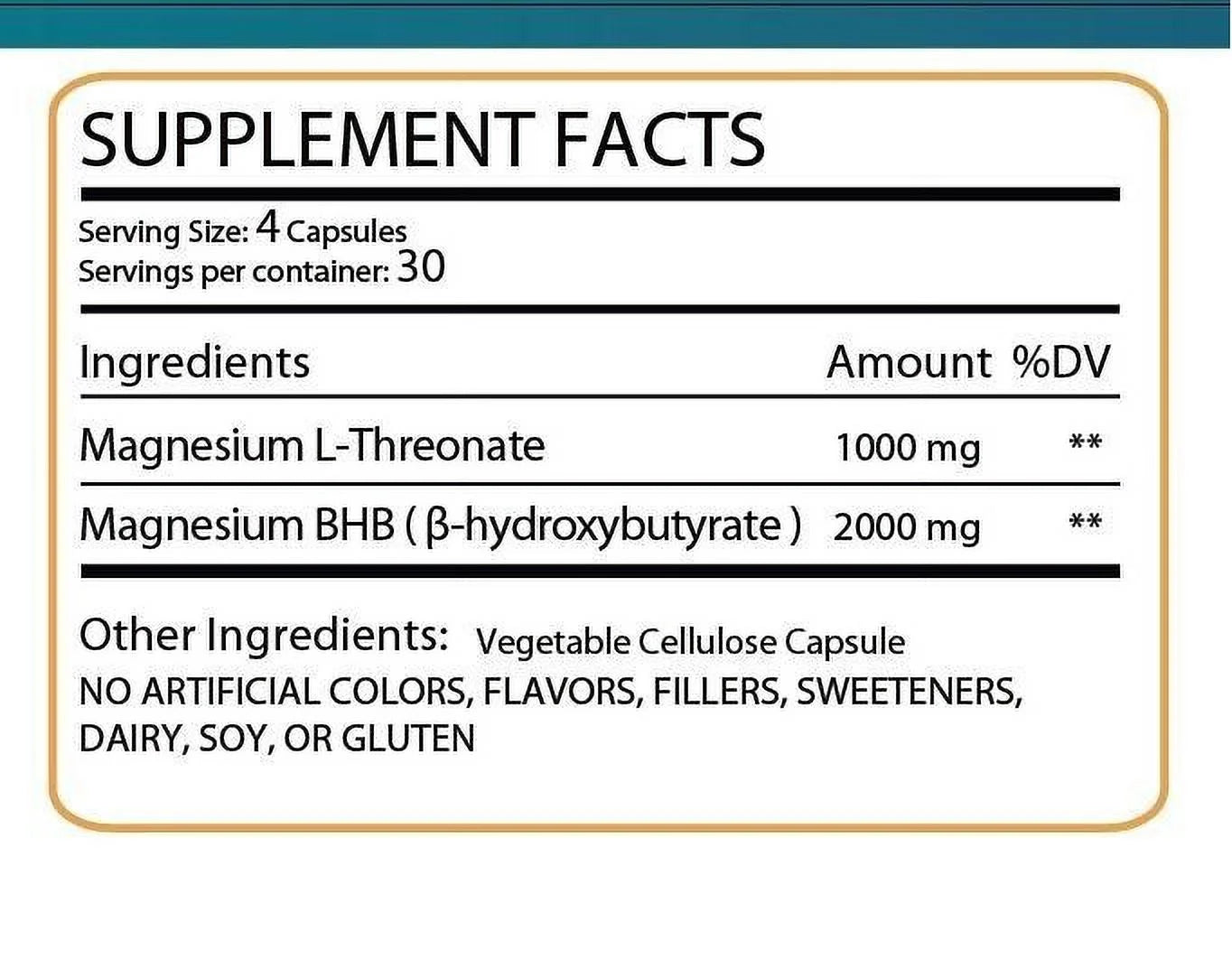 Magnesium Threonate 1000Mg & Magnesium BHB 2000Mg - 120 Capsules K92527