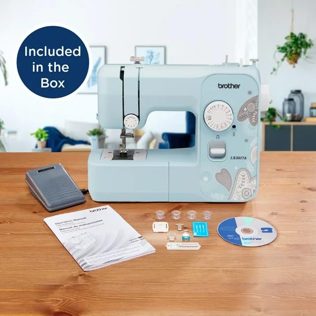 17-Stitch Portable Full-Size Sewing Machine, White R55034