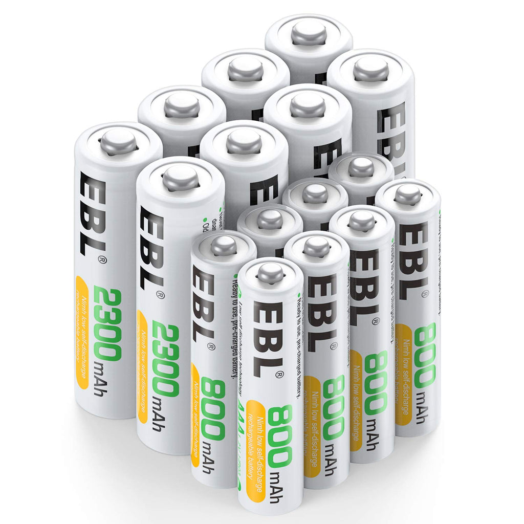 16 Sets AA AAA Rechargeable Batteries 2300mAh 800mAh C84178