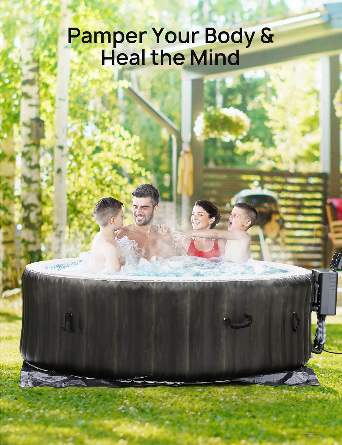 Inflatable Hot Tub with Built-in LED and 140 Air Jets I798943