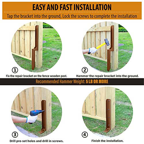 2.8 FT Fence Post Repair Kit Brown I350