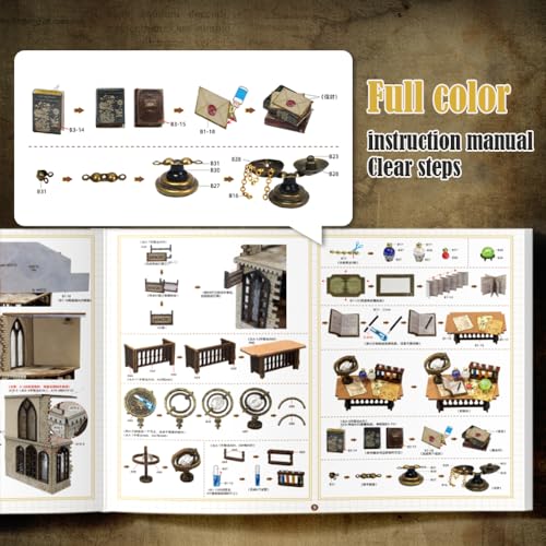 DIY Dollhouse Miniature Wooden Furniture Kit with Dust Proof Cover and Music Box H214975
