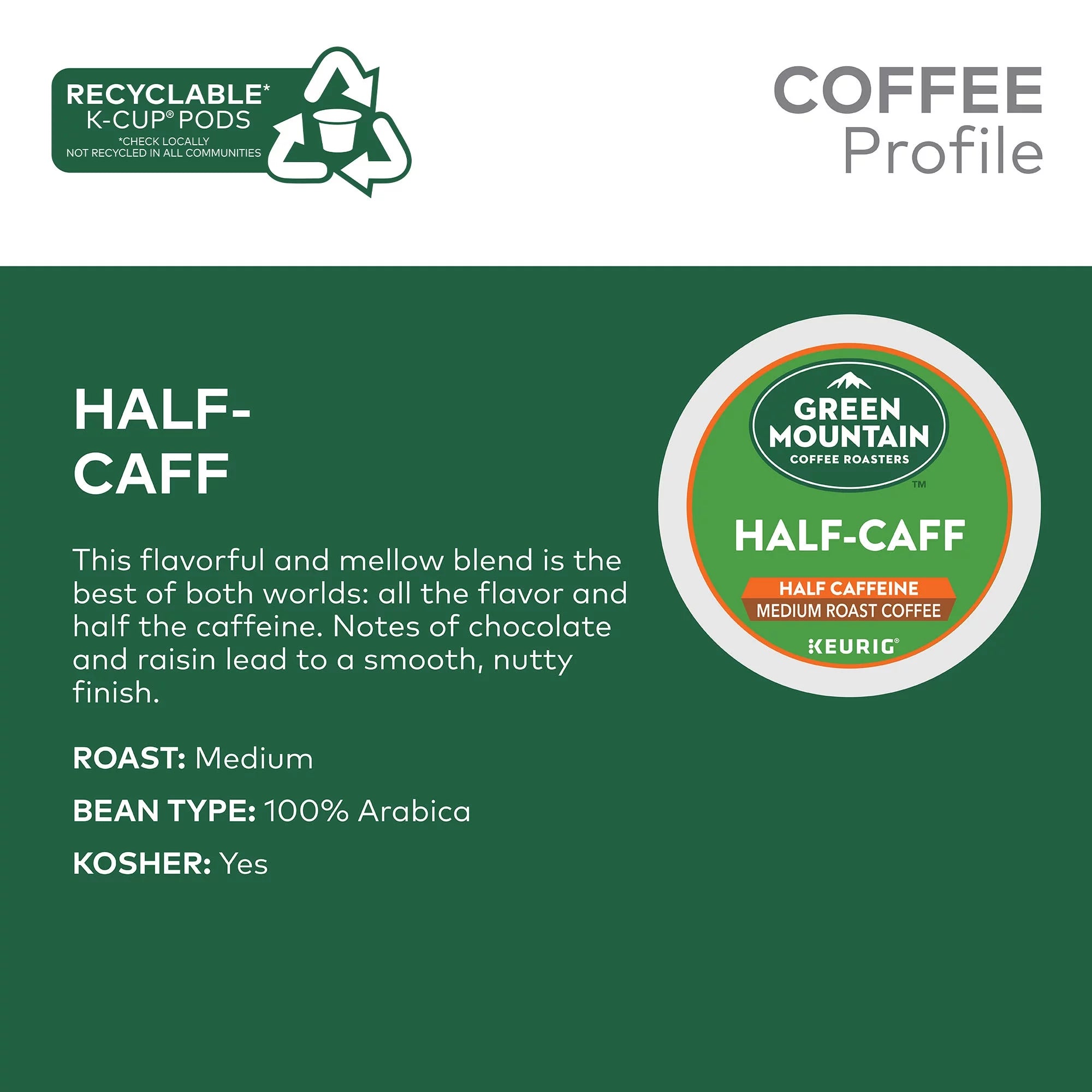 Half Caff Medium Roast Coffee K-Cup Pods, 48 Count D557745