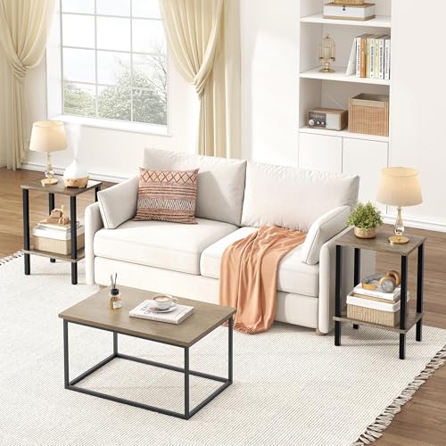 Rustic Brown and Black 2-Tier Narrow Side Table G92431