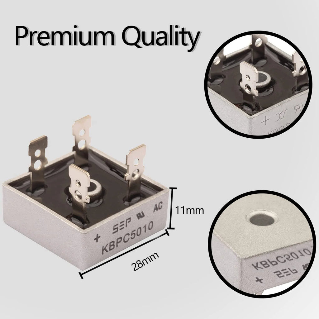 5/10Pcs 1000V 50A Metal Case Single Phase Diode Bridge Rectifier A46002