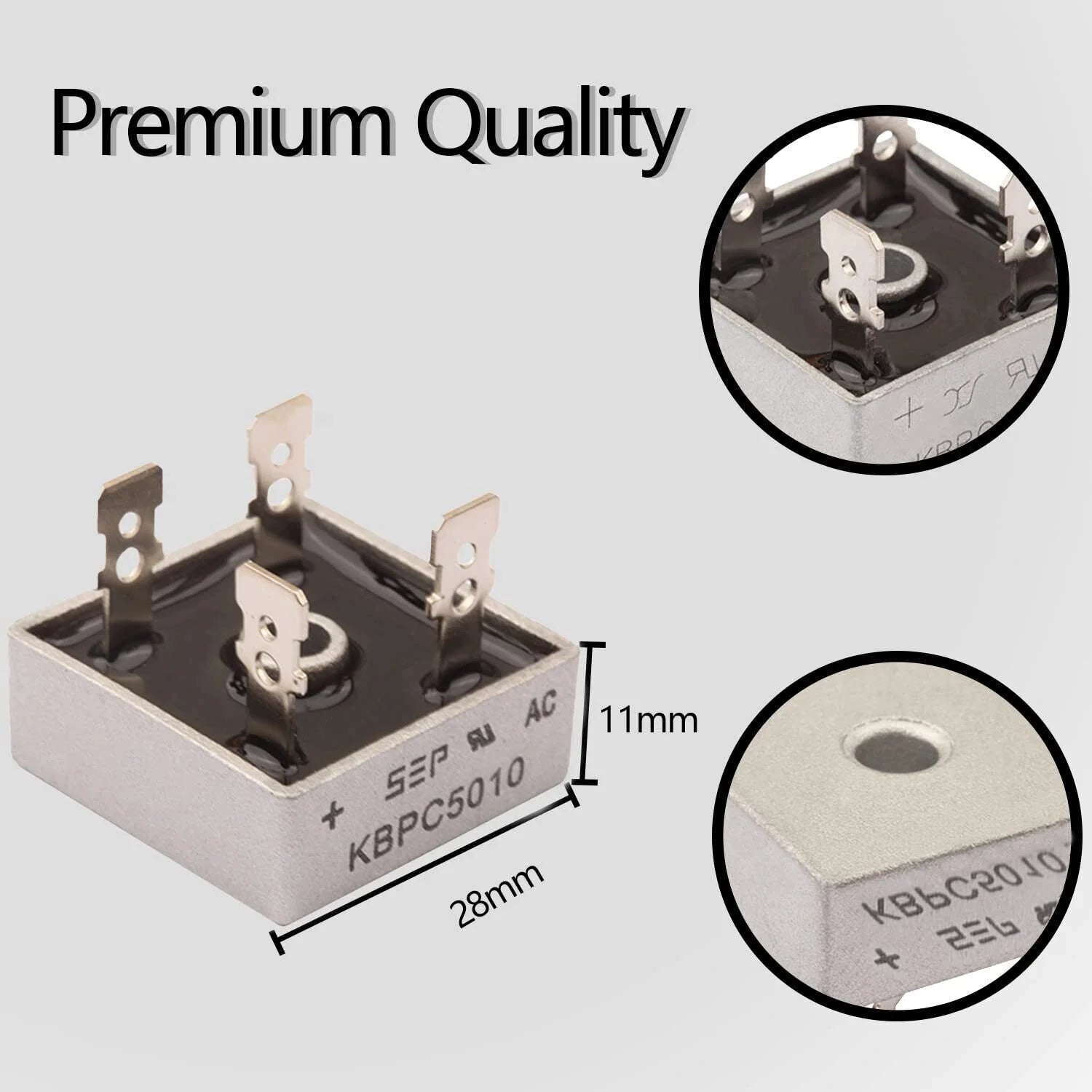 5/10Pcs 1000V 50A Metal Case Single Phase Diode Bridge Rectifier A46002