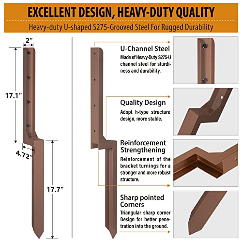 2.8 FT Fence Post Repair Kit Brown I350